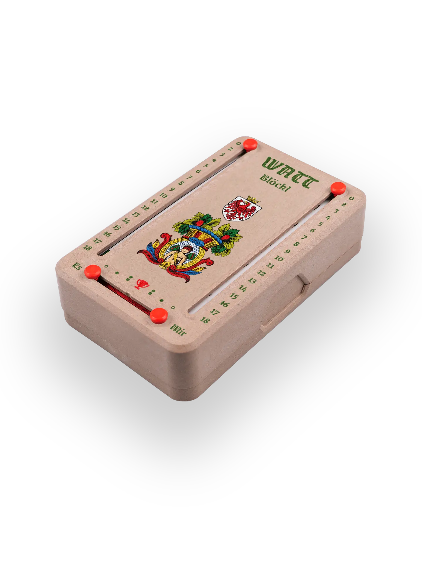 Wattblöckl (perspektivisch fotografiert) in Holzoptik mit Motiv HerzAss.