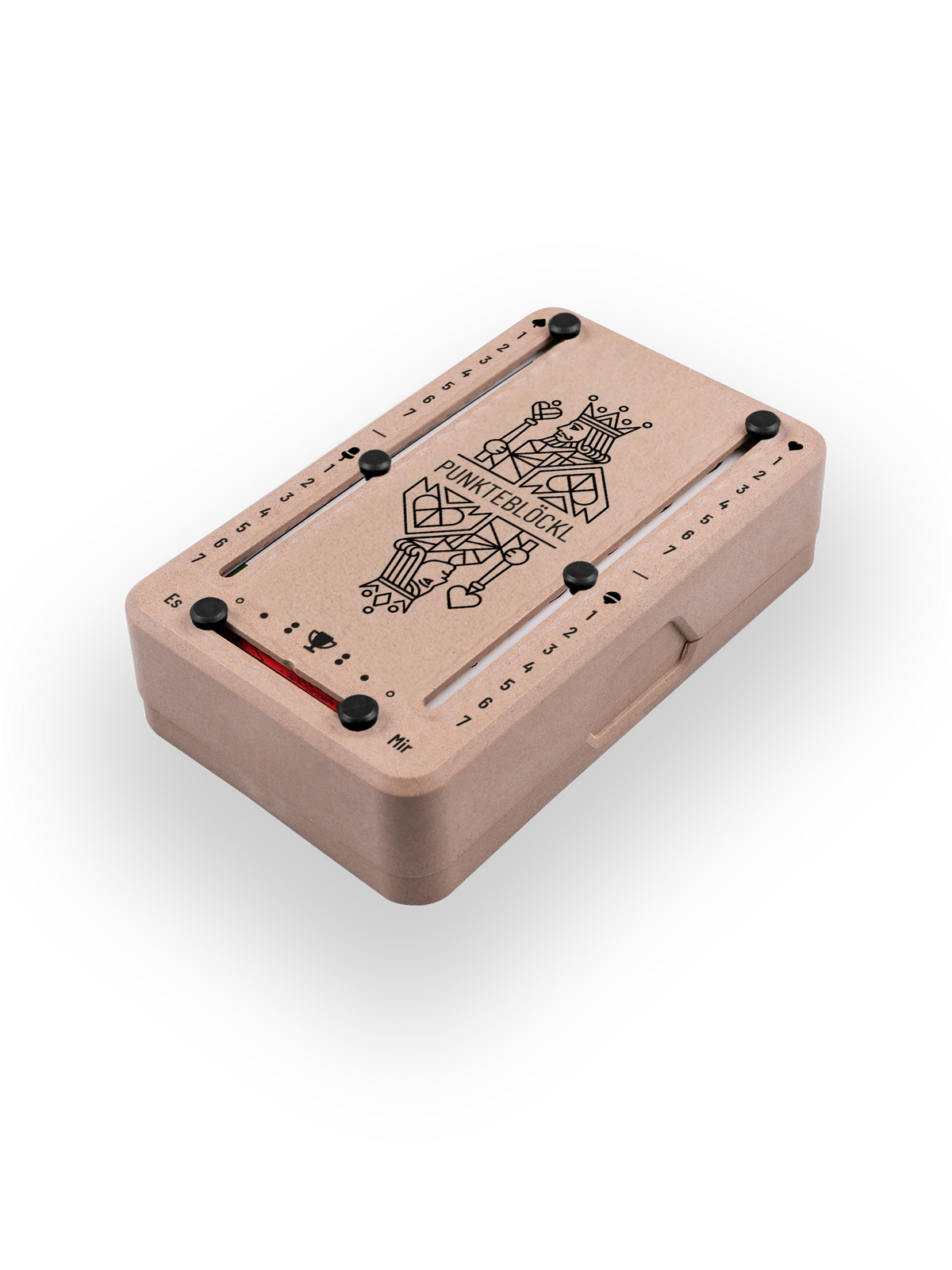 Punkteblöckl (perspektivisch fotografiert) in Holzoptik mit Motiv KoenigKoenigin.