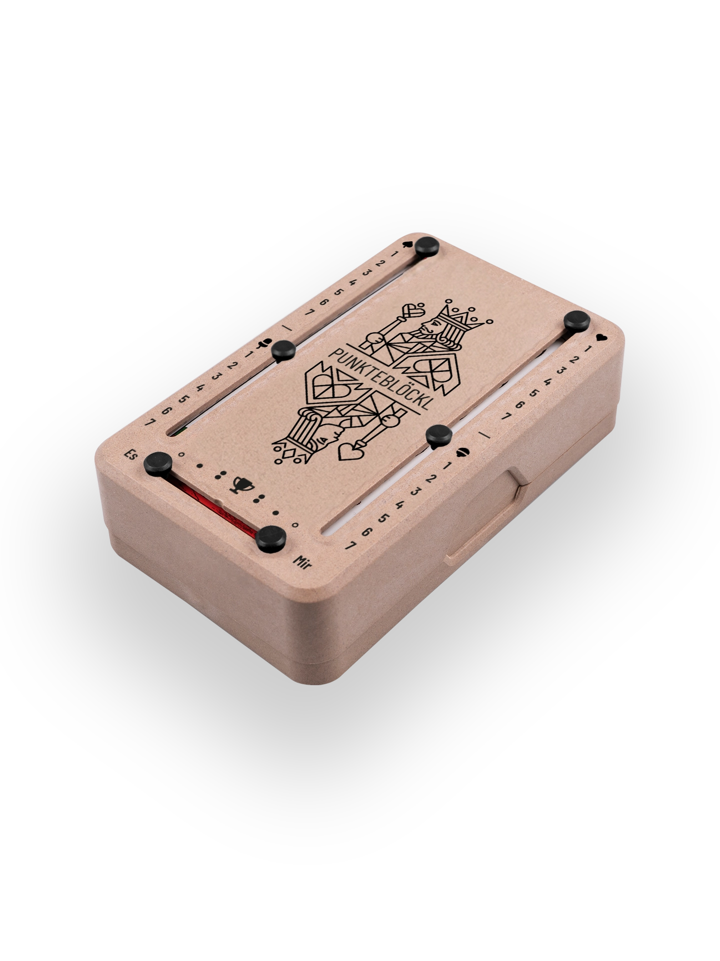 Punkteblöckl (perspektivisch fotografiert) in Holzoptik mit Motiv KoenigKoenigin.