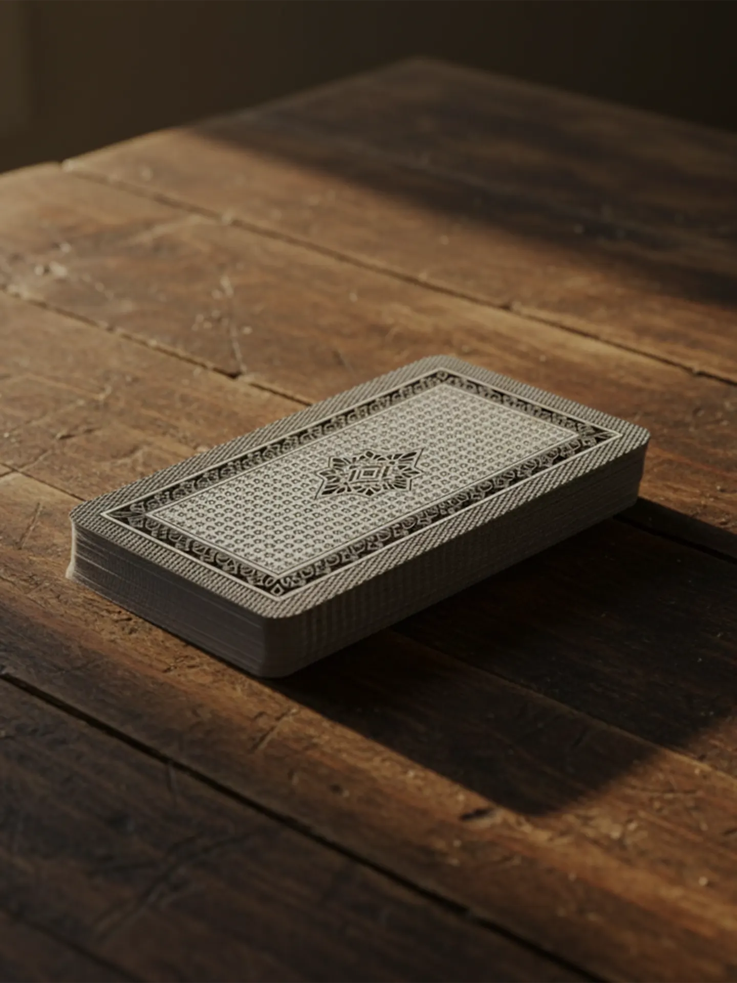 Spielkarten auf einem Holztisch