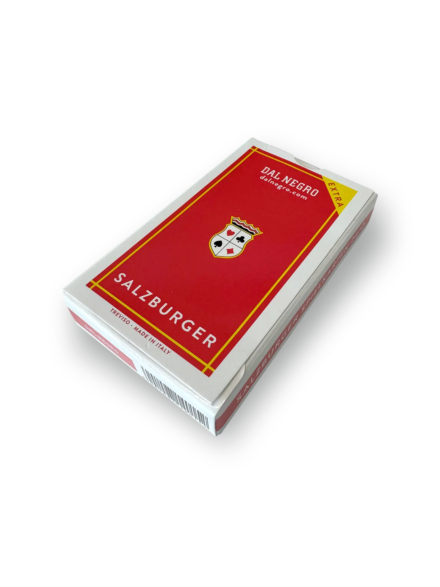 Rote Dal Negro Verpackung für die Salzburger Spielkarten.